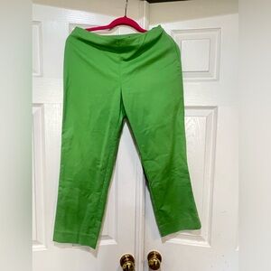 Vintage St‎ John Lime Green pull on pants capri women size 6 work casual